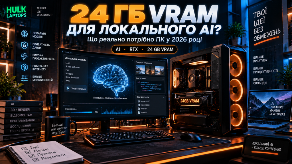 ПК з відеокартою 24 ГБ VRAM для локального AI у 2026 році