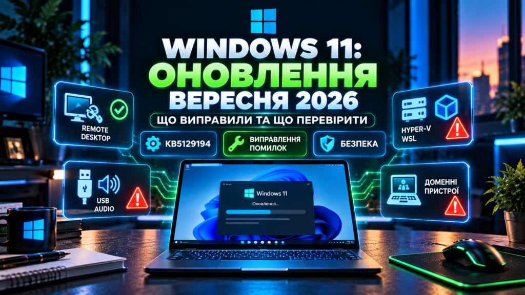 Windows 11 оновлення вересня 2026 — виправлення помилок та що перевірити