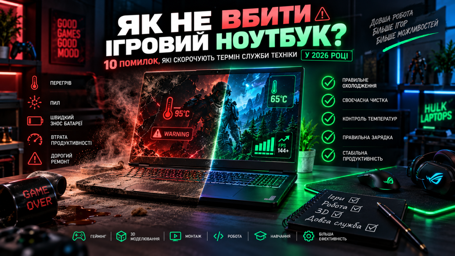 Як правильно користуватися ігровим ноутбуком у 2026 році та уникнути перегріву