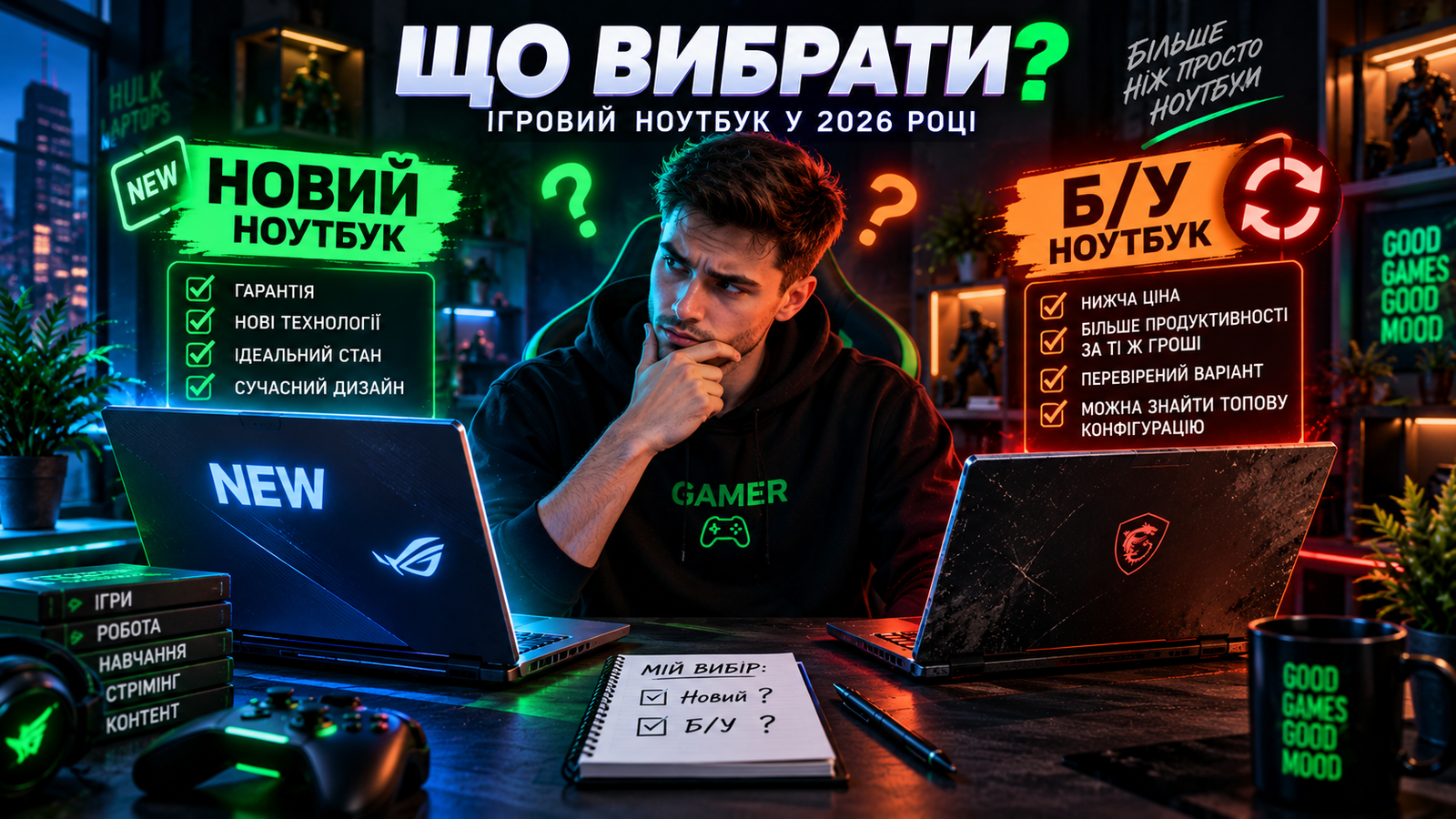 Новий чи б у ігровий ноутбук у 2026 році RTX 4060 RTX 5060 RTX 5070